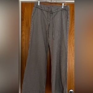 J Crew City Fit Wide Leg Cotton pant in Cocoa Cream Railroad Stripe Sz 8